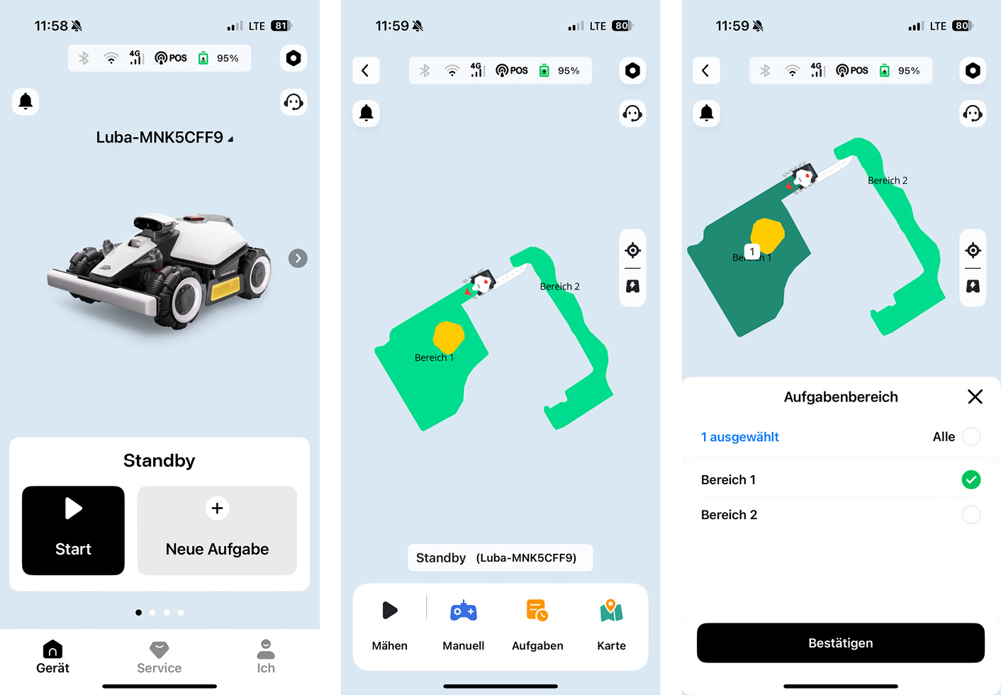 Mammotion LUBA Mini AWD - App - Startseite