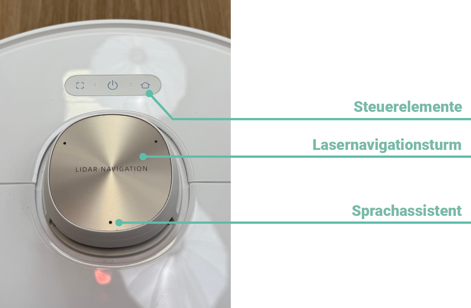 Über diese Tasten wird der Dreame L40s Pro Ultra gesteuert