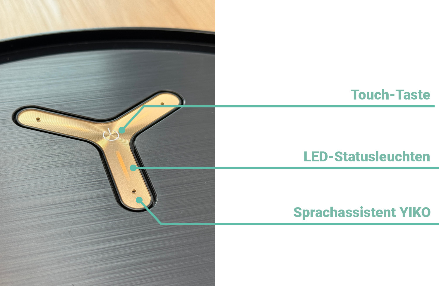 Über diese einzelne Touch-Taste wird der ECOVACS DEEBOT X9 PRO OMNI manuell gesteuert