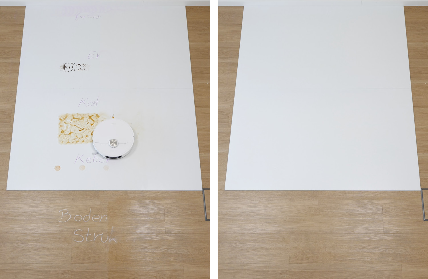 Wie man erkennt, hat der Dreame L40s Pro Ultra alle hartnäckigen Flecken entfernen können