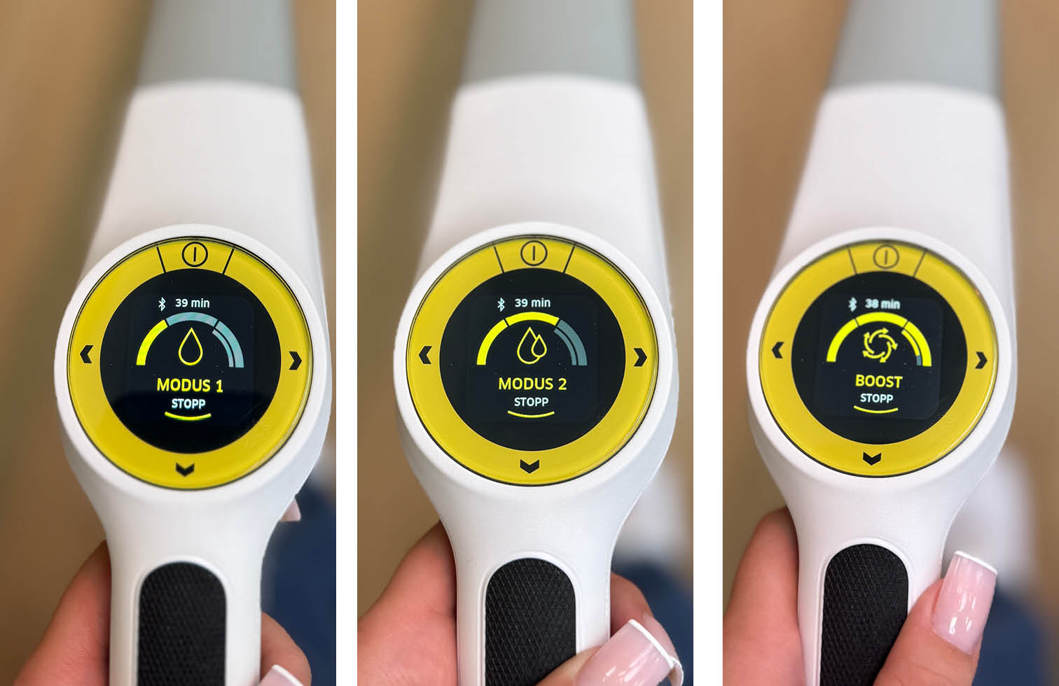 hier seht ihr die Reinigungsmodi des Kärcher FC 8