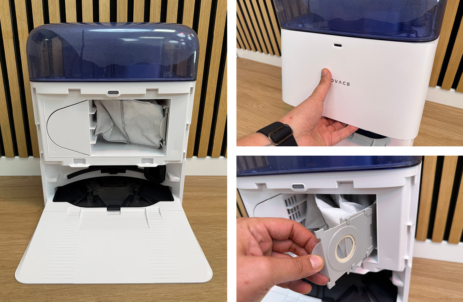 An Bord der Reinigungsstation des ECOVACS DEEBOT mini wurde eine automatische Absaugstation integriert.