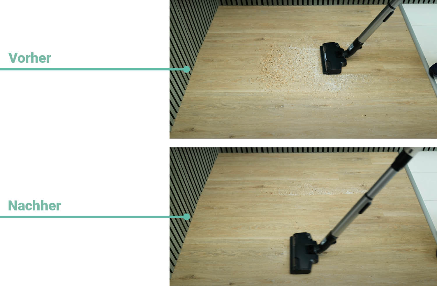 Das Reinigungsergebnis auf Hartboden