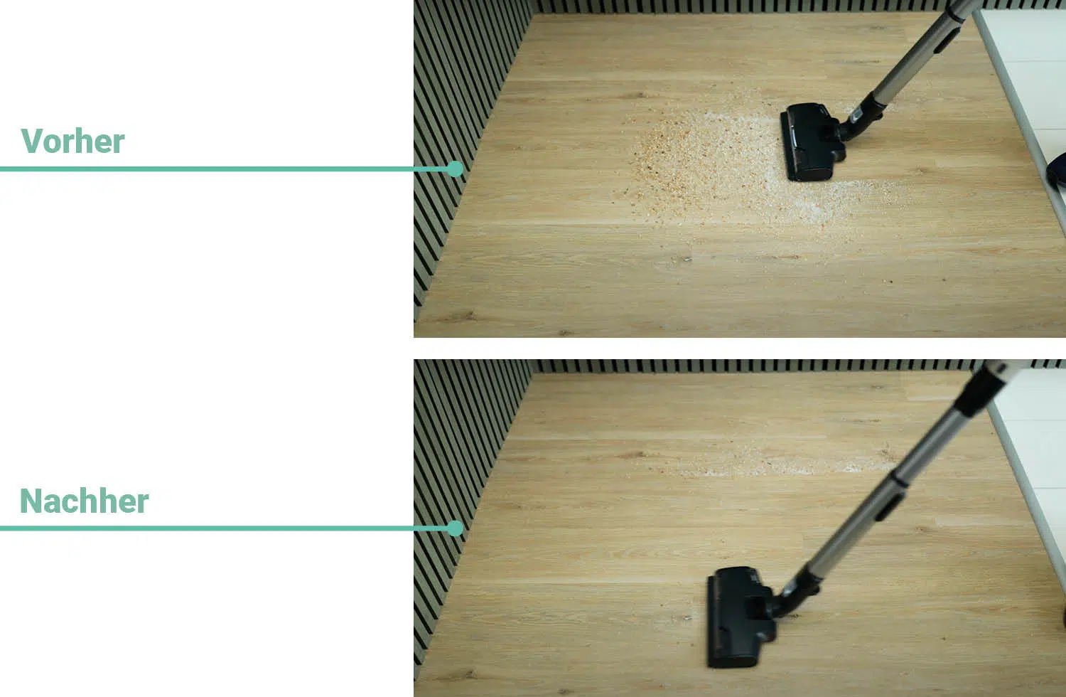 Das Reinigungsergebnis auf Hartboden