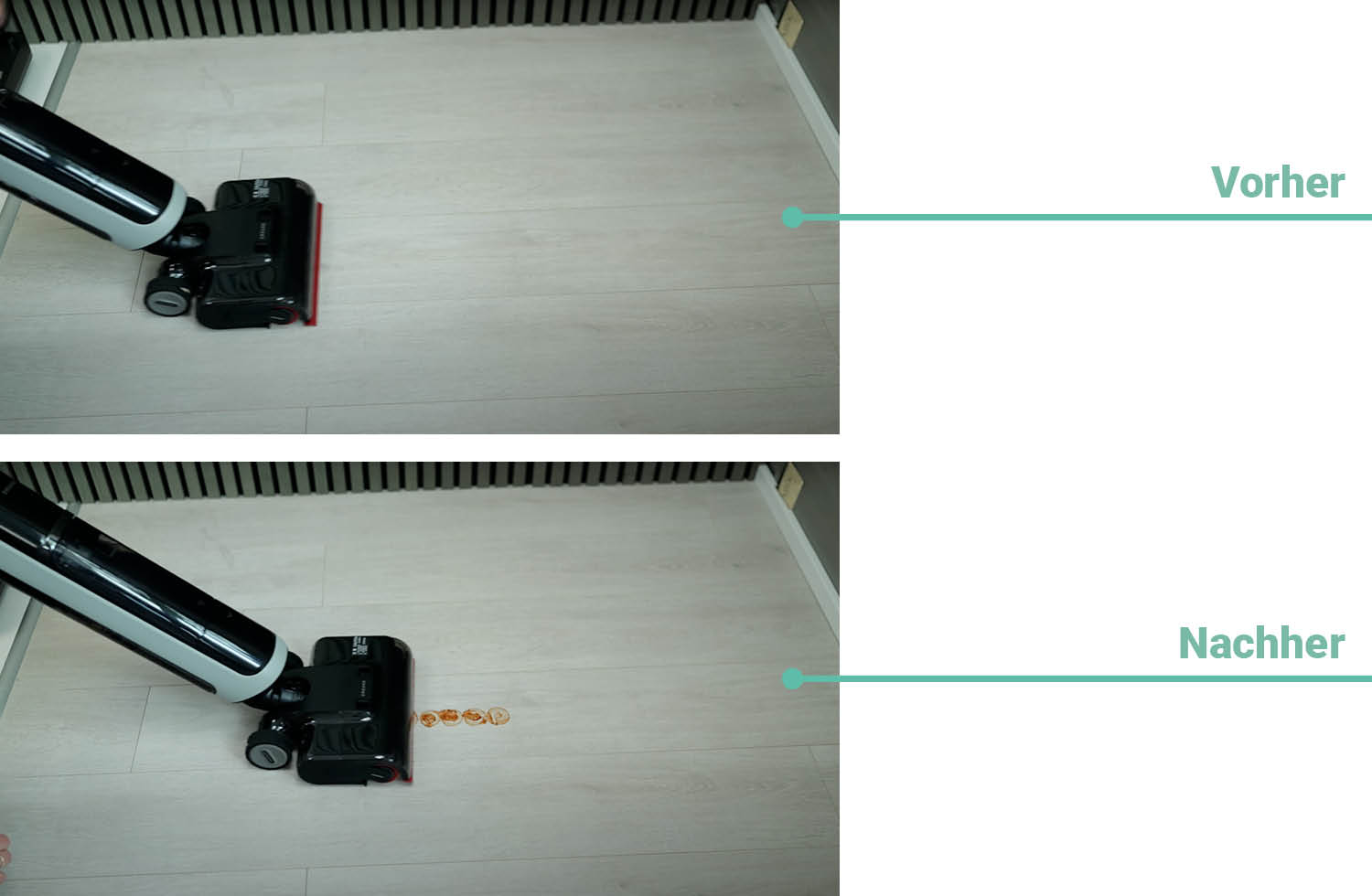 Das Reinigungsergebnis bei vertrockentem Ketchup