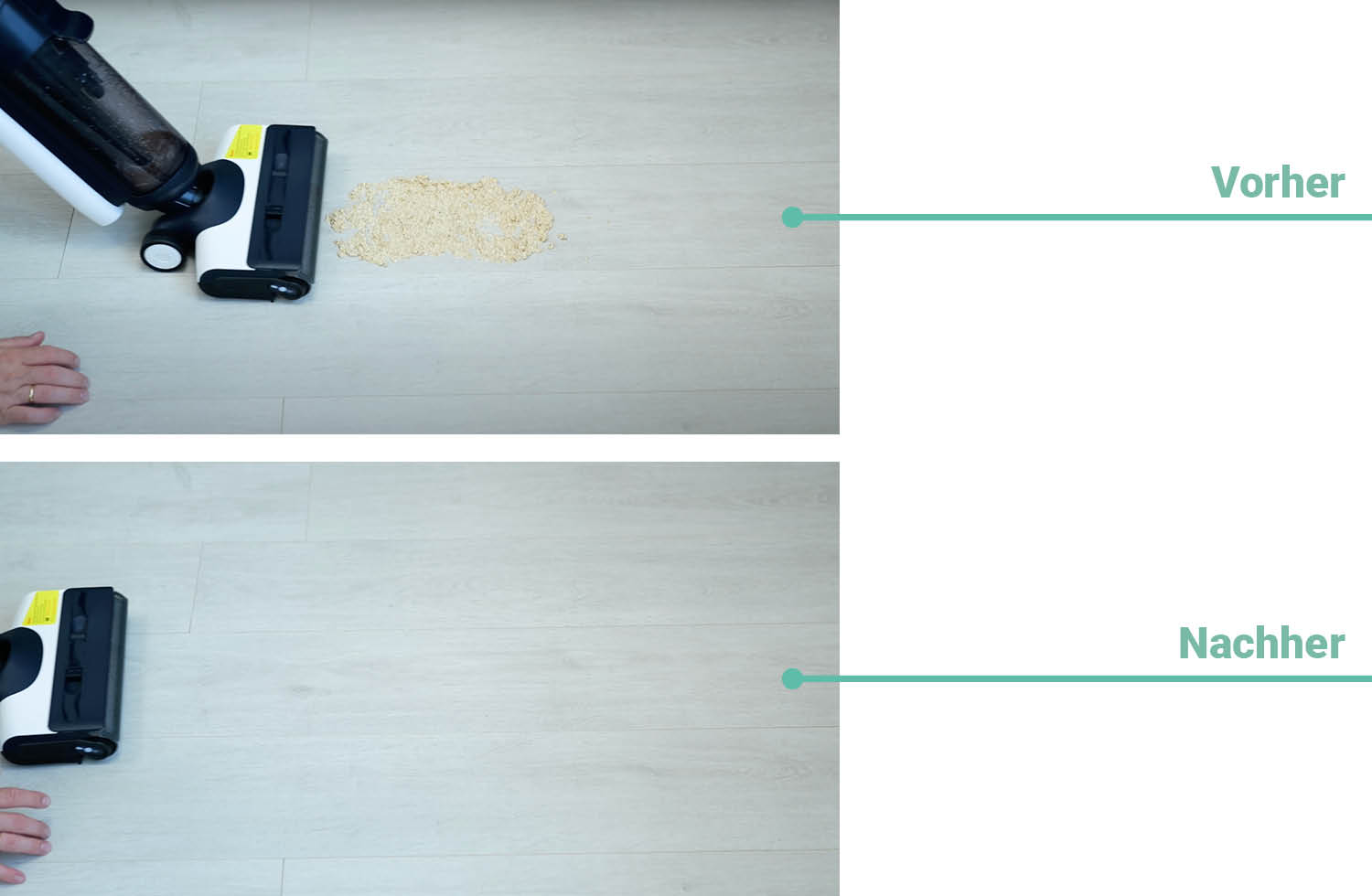 Das Reinigungsergebnis des Tineco Floor One S6 Flashdry PET bei dickflüssiger Verschmutzung