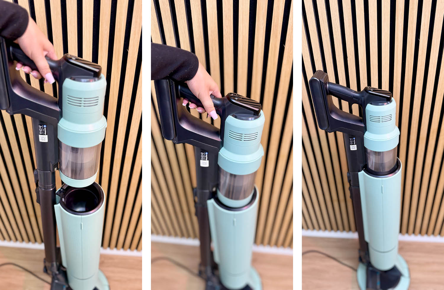 Die Anwendung der Absaugstation des Smasung Bespoke