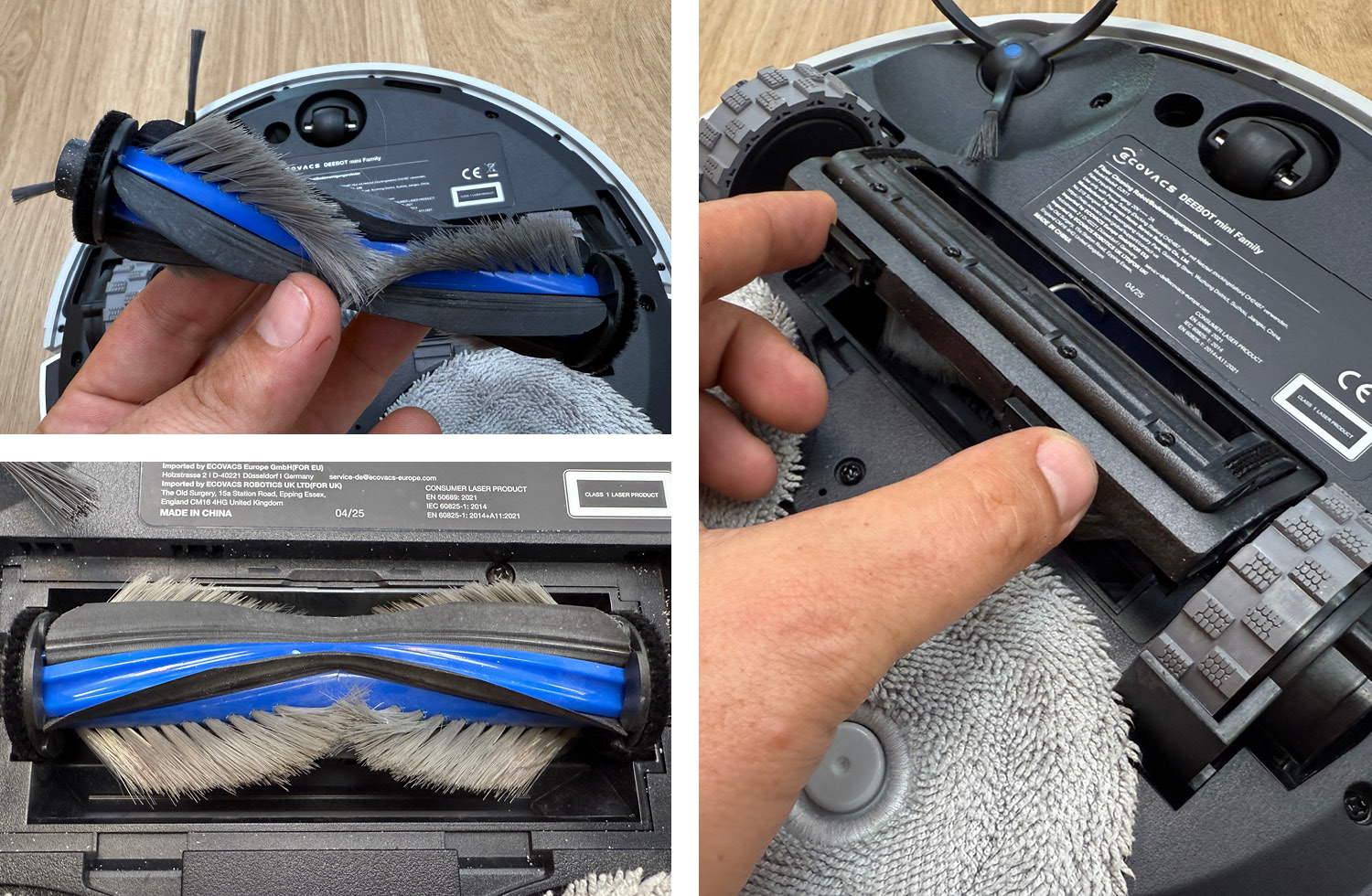 Die Bodenbürste des ECOVACS DEEBOT mini ist gegen das Aufwickeln von Haaren konzipiert.