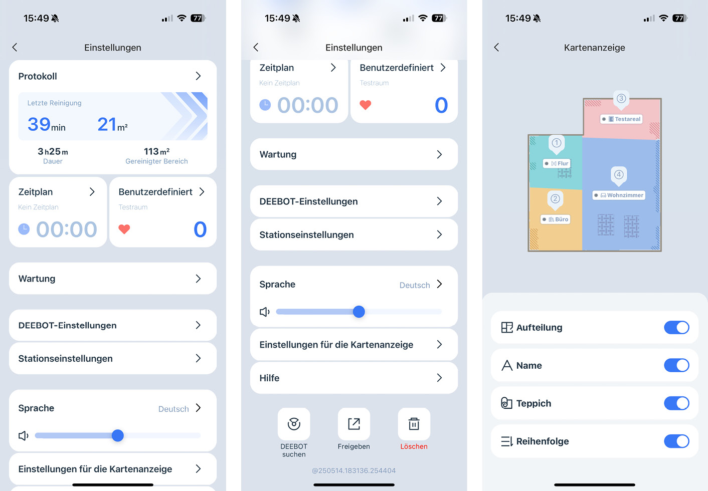 ECOVACS DEEBOT mini - App - Einstellungen