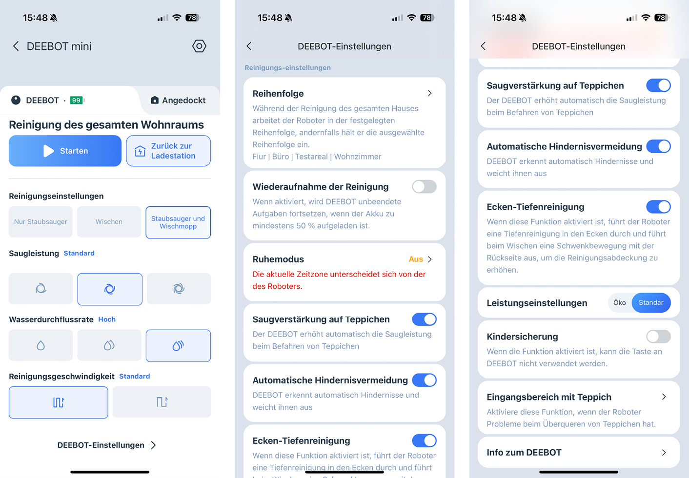 ECOVACS DEEBOT mini - App - Reinigung