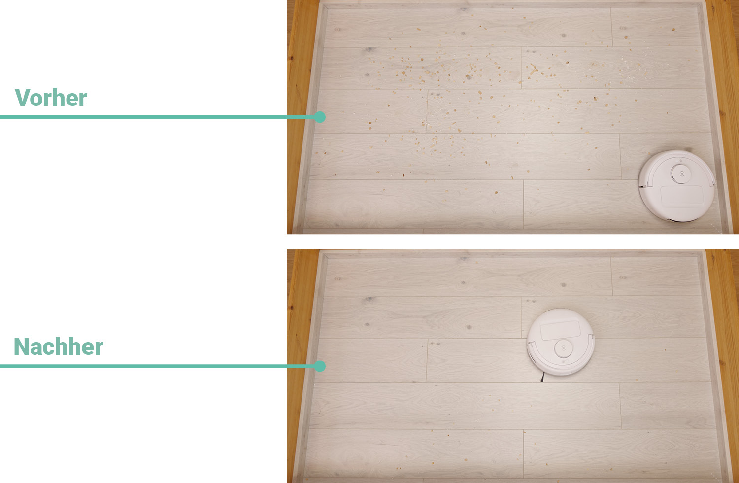 ECOVACS DEEBOT mini - Die ermittelte Saugleistung auf Hartboden