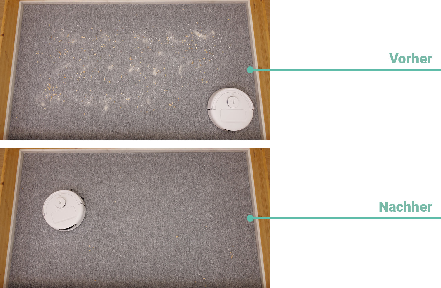 ECOVACS DEEBOT mini - Die ermittelte Saugleistung auf Teppichboden