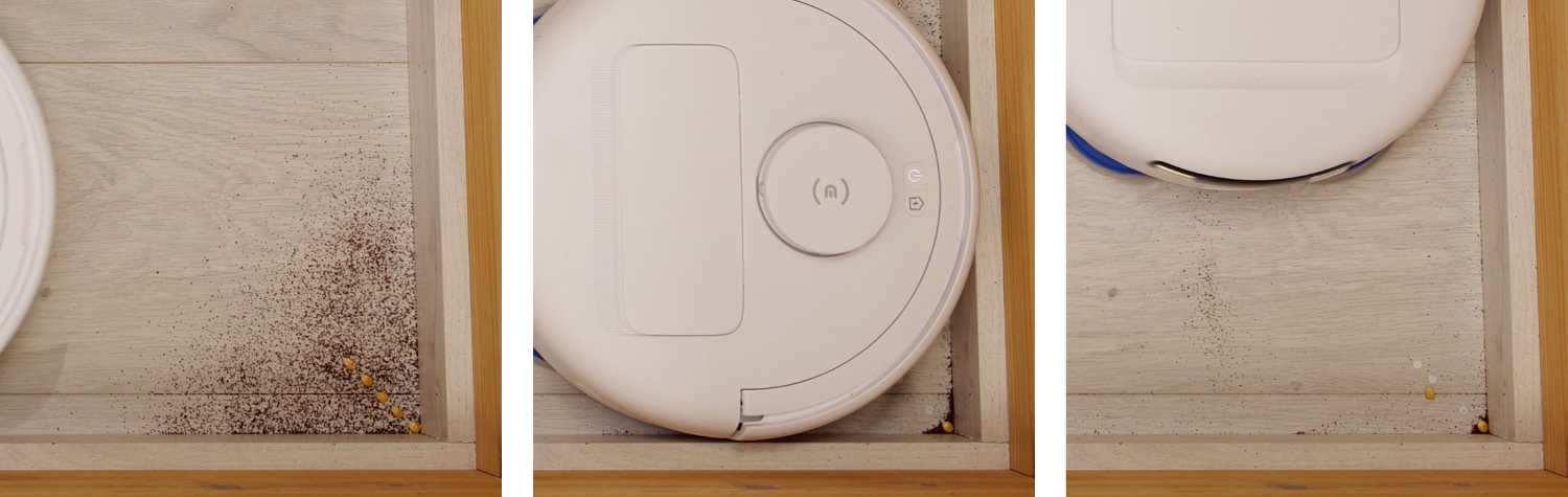 ECOVACS DEEBOT mini - Die ermittelte Saugleistung in Ecken