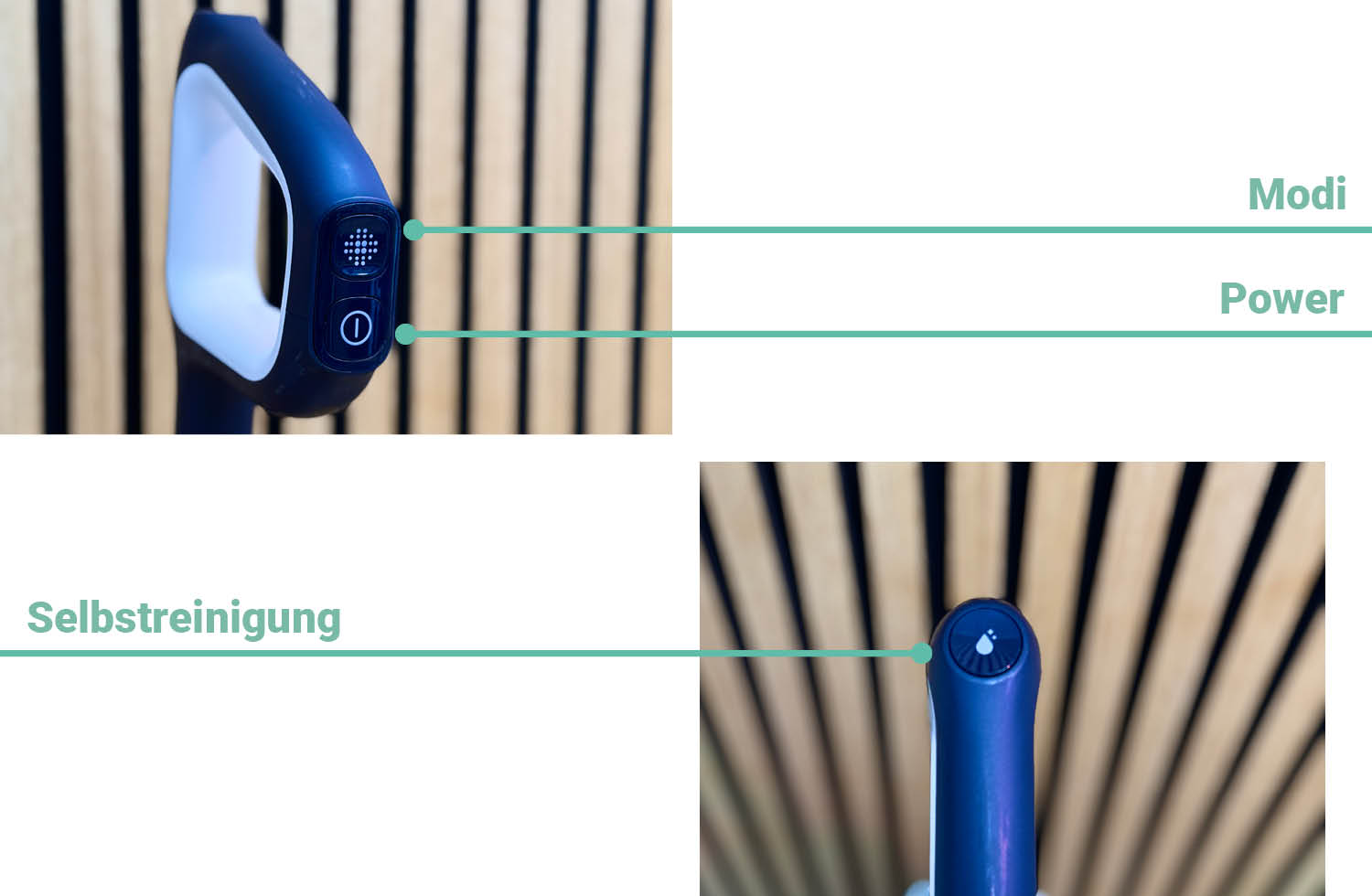 Hier seht man die Bedienung des Tineco One Floor S6 Flashdry PET