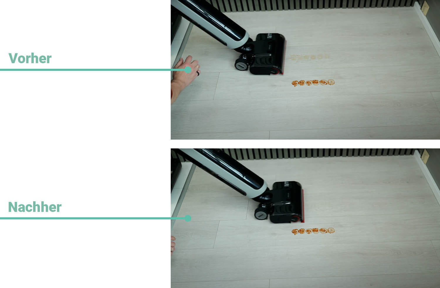 Reinigungergebnis bei vertrockneter Flüssigkeit kaffee