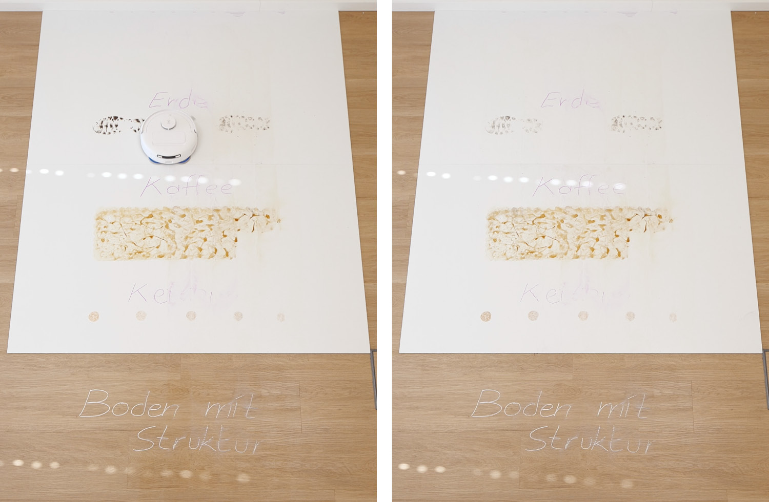 Wie man sieht kommt der ECOVACS DEEBOT mini mit dieser Verschmutzung nicht zurecht