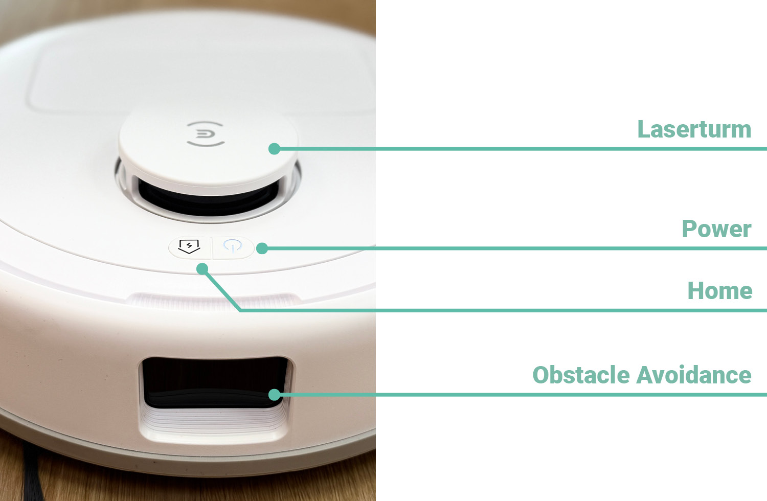Zwischen dem Laserturm und dem Griff befinden sich zwei physische Tasten.