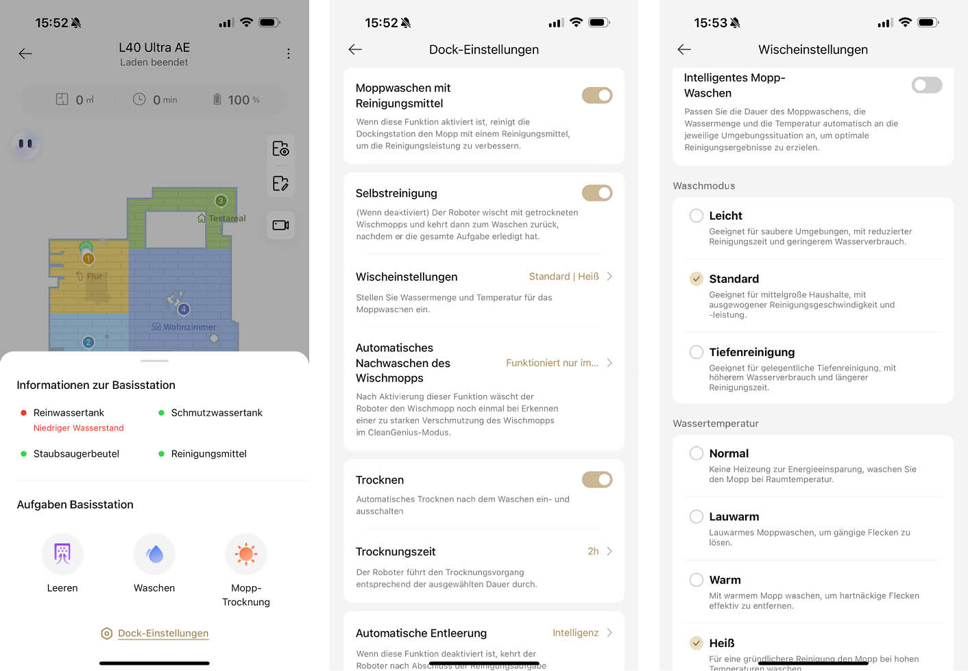 App Roboter Funktionen Dreame L40 Ultra AE