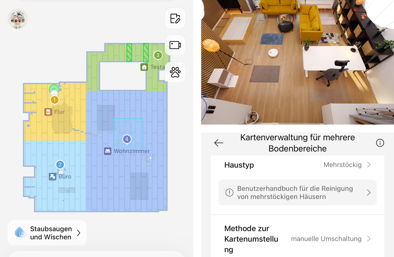 Bei der Navigation erstellt der Dreame Aqua10 Ultra Roller eine detaillierte Raumkarte