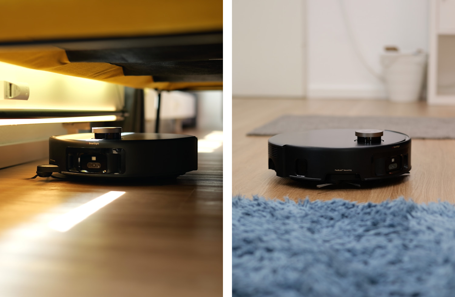 Die Seitenbürste des Mova Z60 Ultra Roller Complete lässt sich anheben und ausfahren