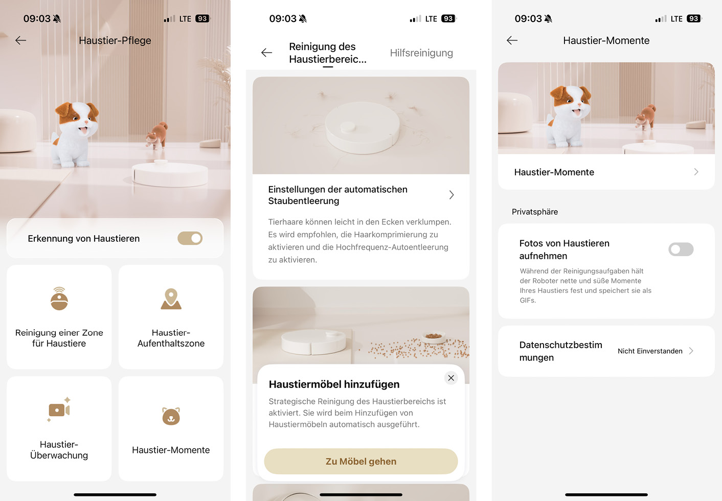 Dreame Aqua10 Ultra Roller - App - Haustiere