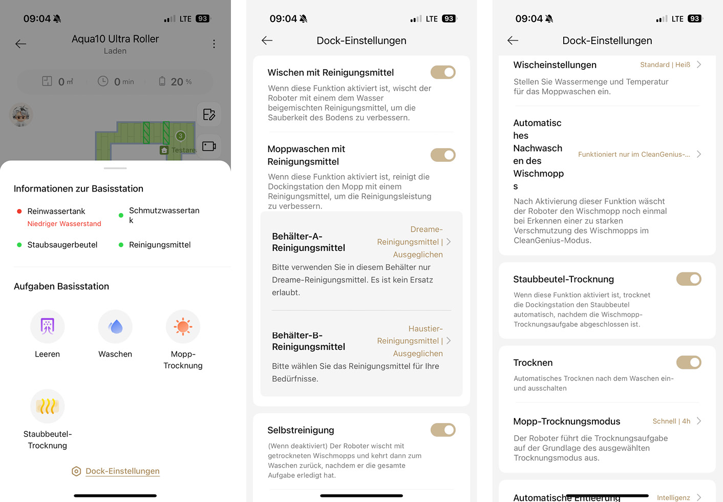 Dreame Aqua10 Ultra Roller - App - Station