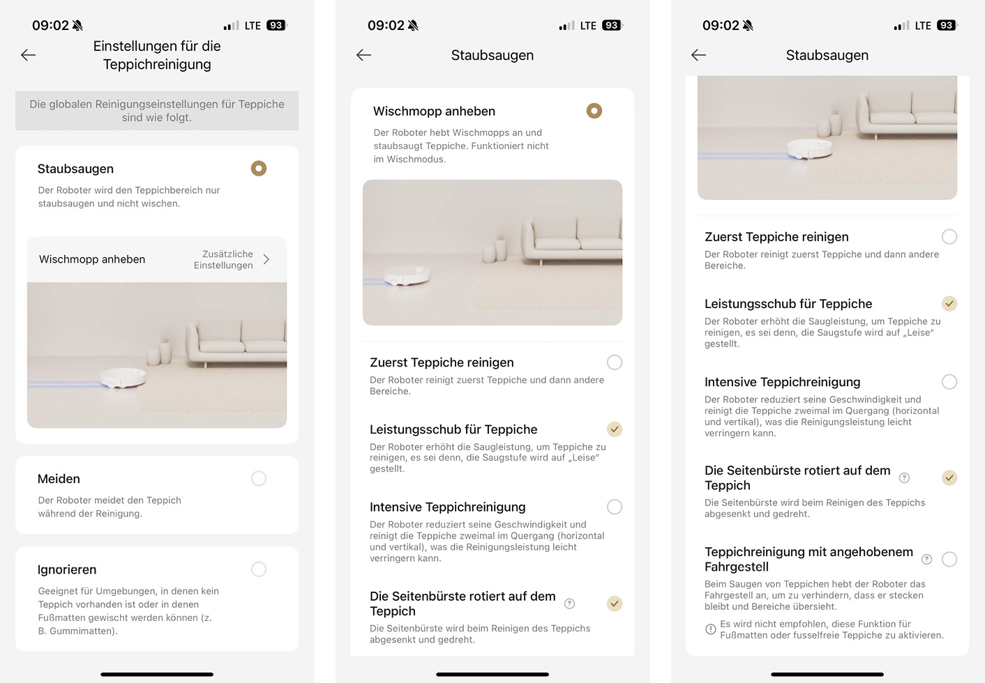 Dreame Aqua10 Ultra Roller - App - Teppich