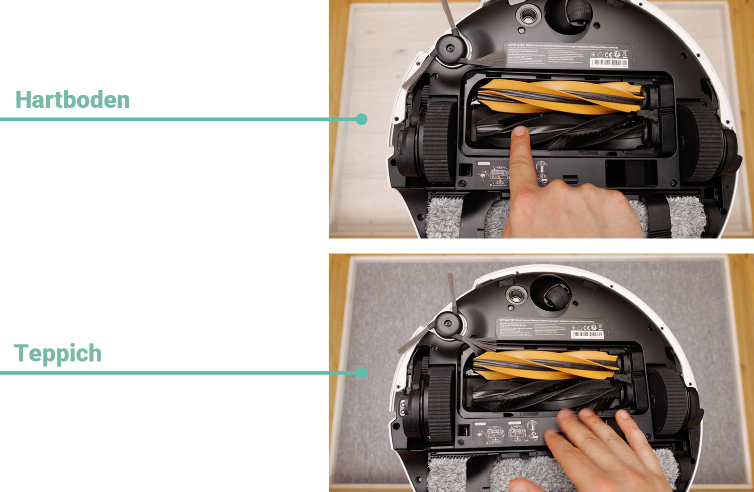 Dreame Aqua10 Ultra Roller - Die ermittelte Saugleistung von Haaren - Ergebnis