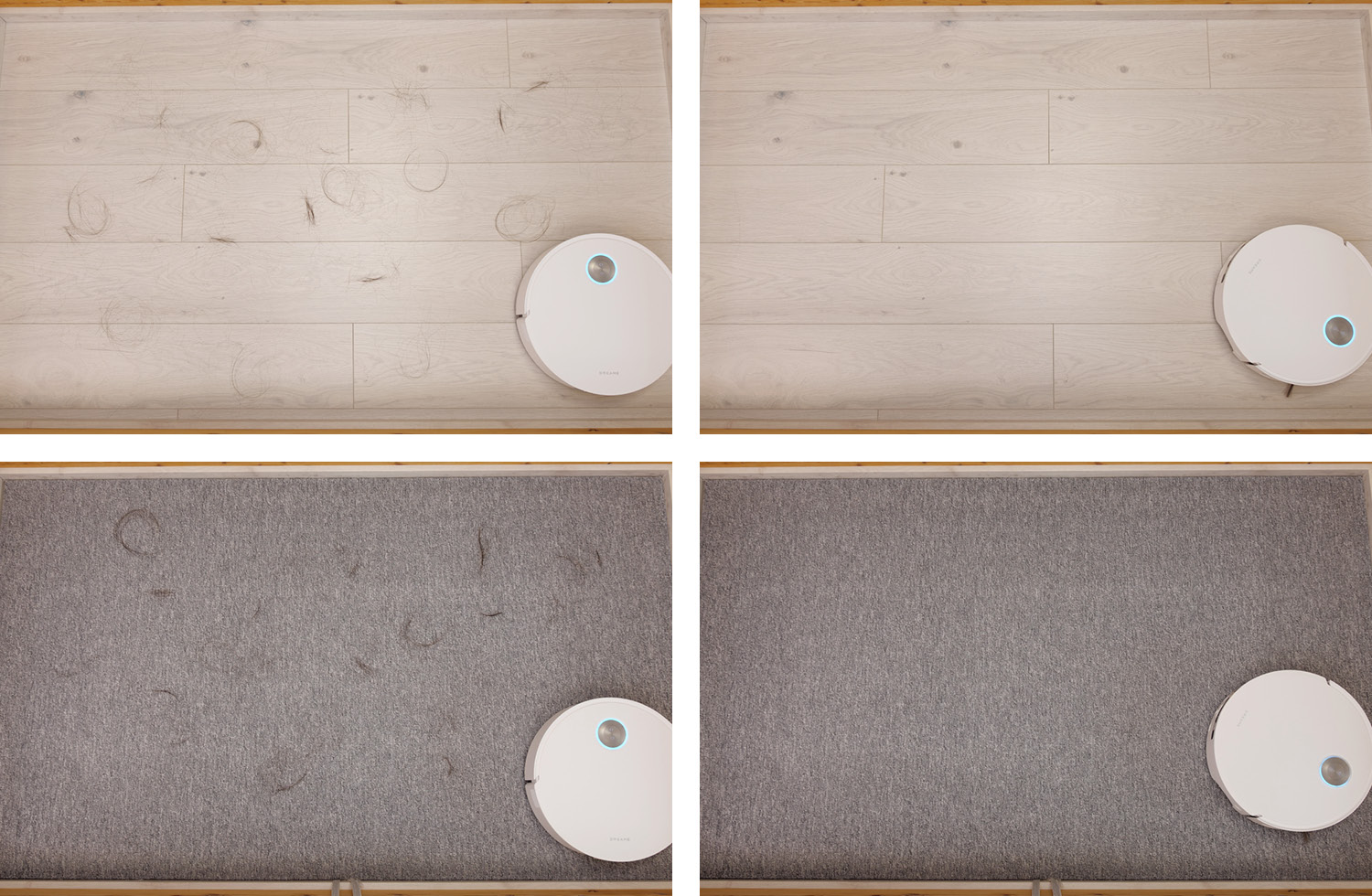 Dreame Aqua10 Ultra Roller - Die ermittelte Saugleistung von Haaren