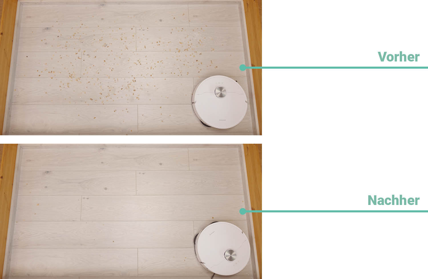 Dreame L40 Ultra AE Laminat vorher nachher