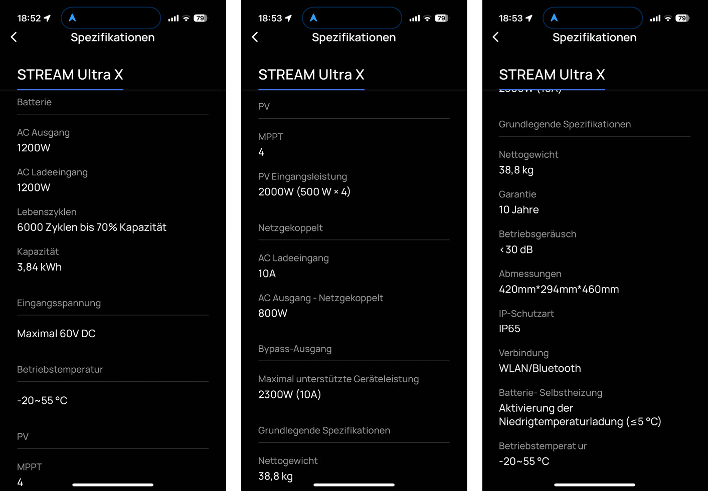 EcoFlow App - Spezifikationen