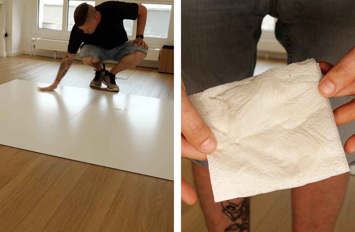 Kein Schmutz ist auf dem Boden zurückgeblieben