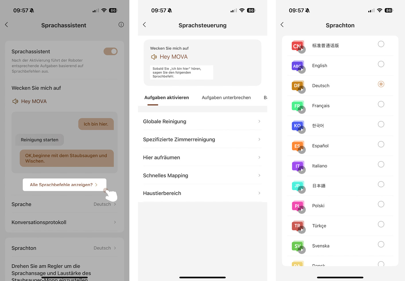 Mova Z60 Ultra Roller Complete - App - Sprachassistent
