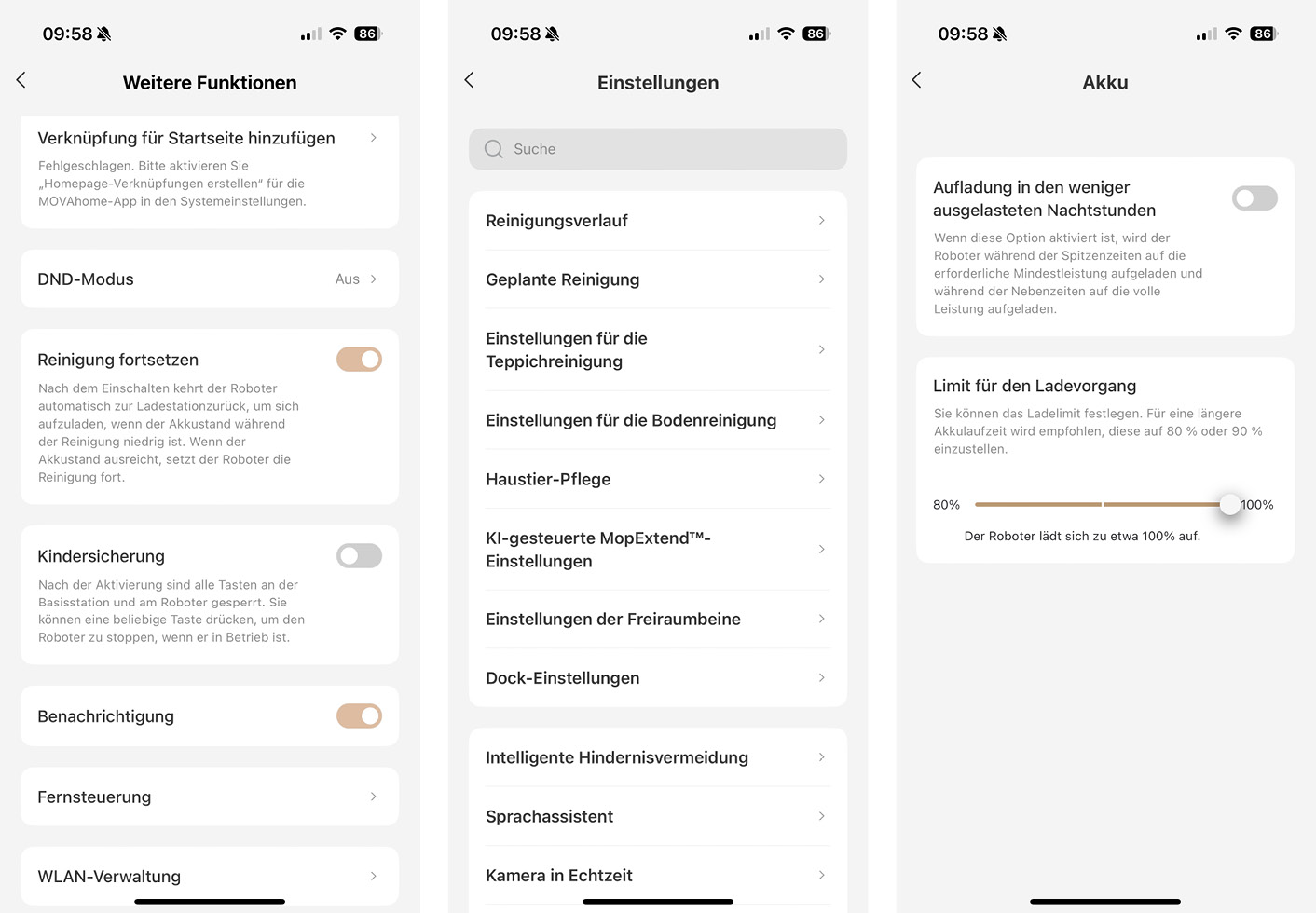 Mova Z60 Ultra Roller Complete - App - Weitere Funktionen