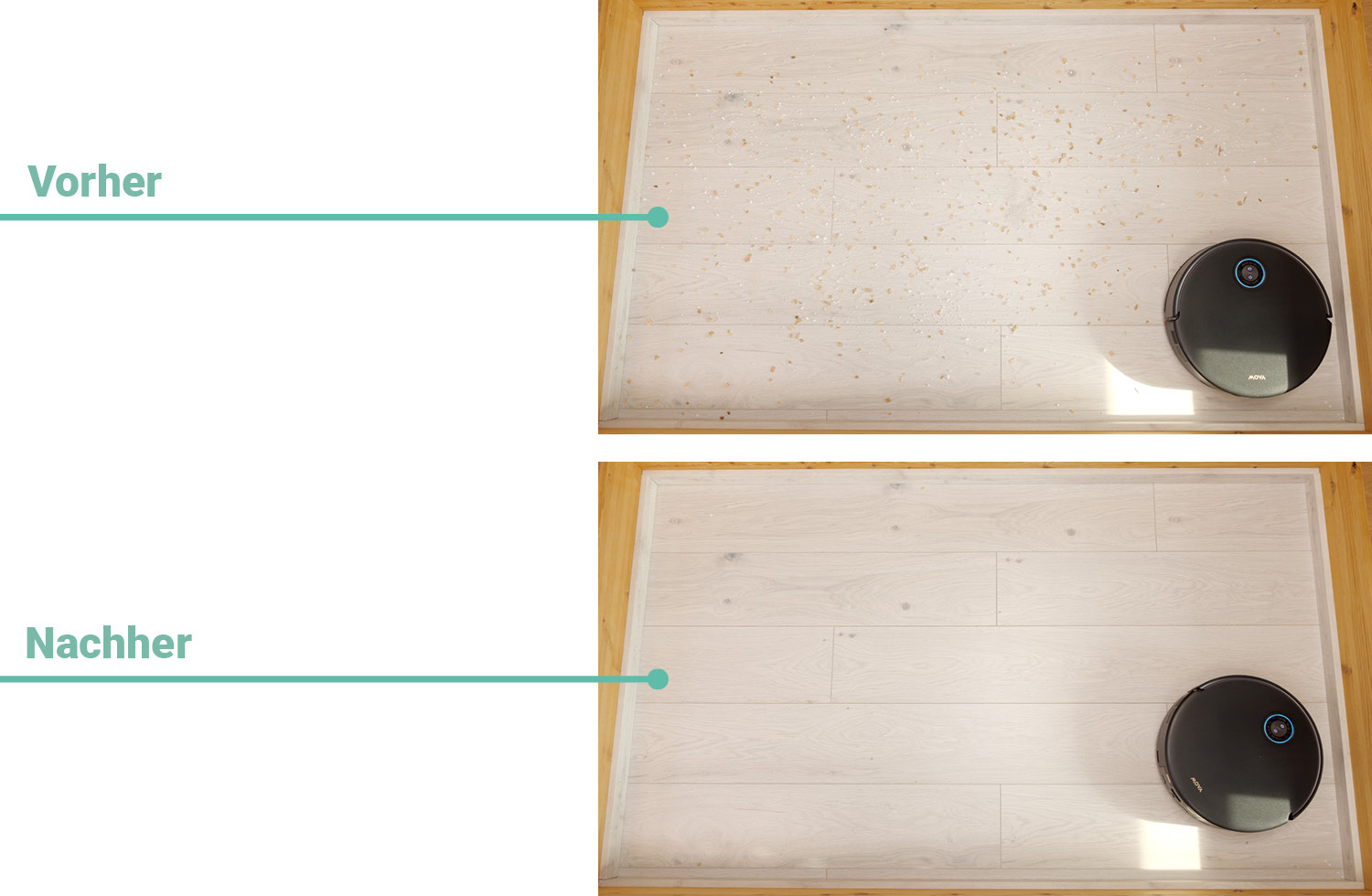 Mova Z60 Ultra Roller Complete - Die ermittelte Saugleistung auf Hartboden