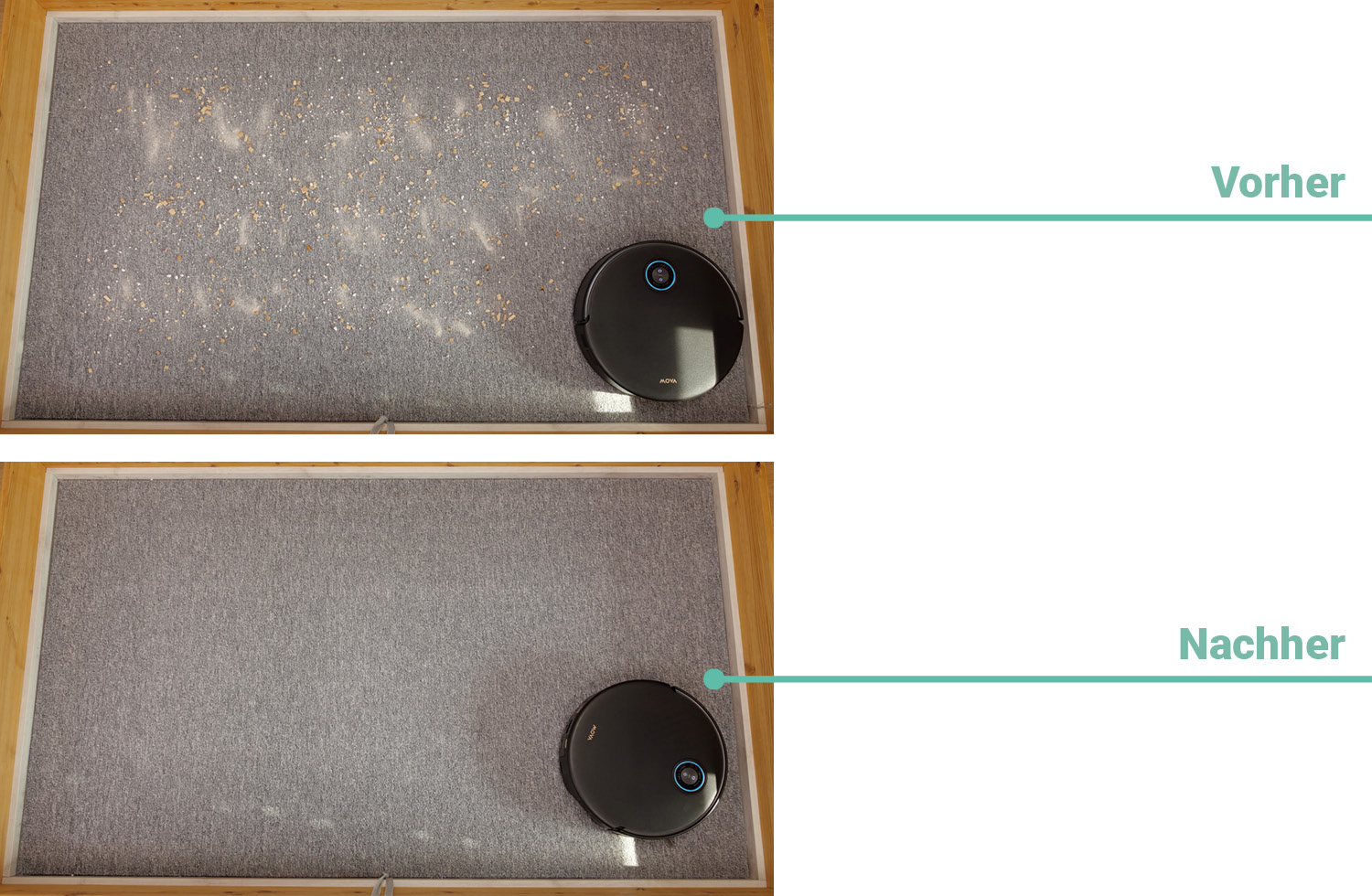 Mova Z60 Ultra Roller Complete - Die ermittelte Saugleistung auf Teppichboden