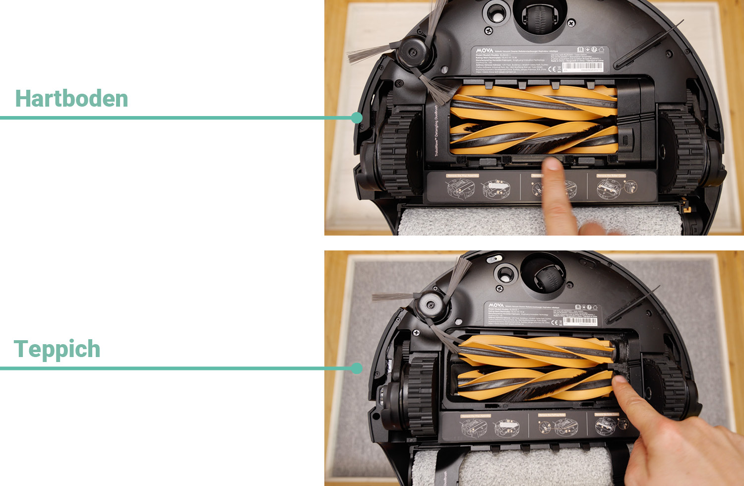 Mova Z60 Ultra Roller Complete - Die ermittelte Saugleistung von Haaren - Resultat