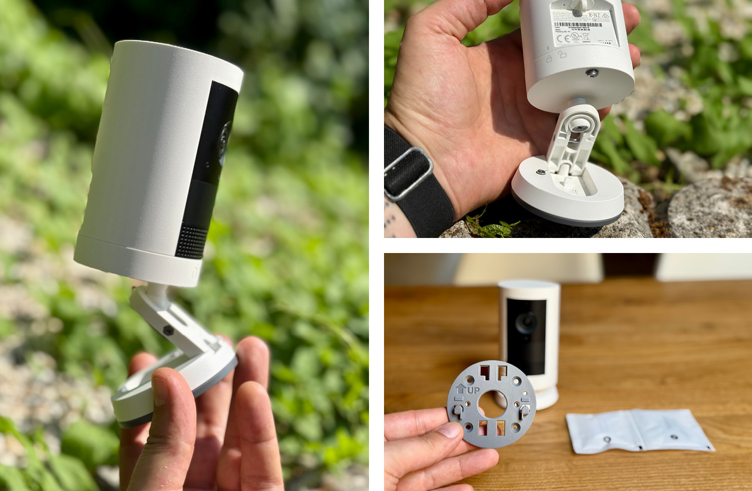 Der Standfuß ist so konzipiert, dass die Ring Outdoor Cam Plus überall angebracht werden kann