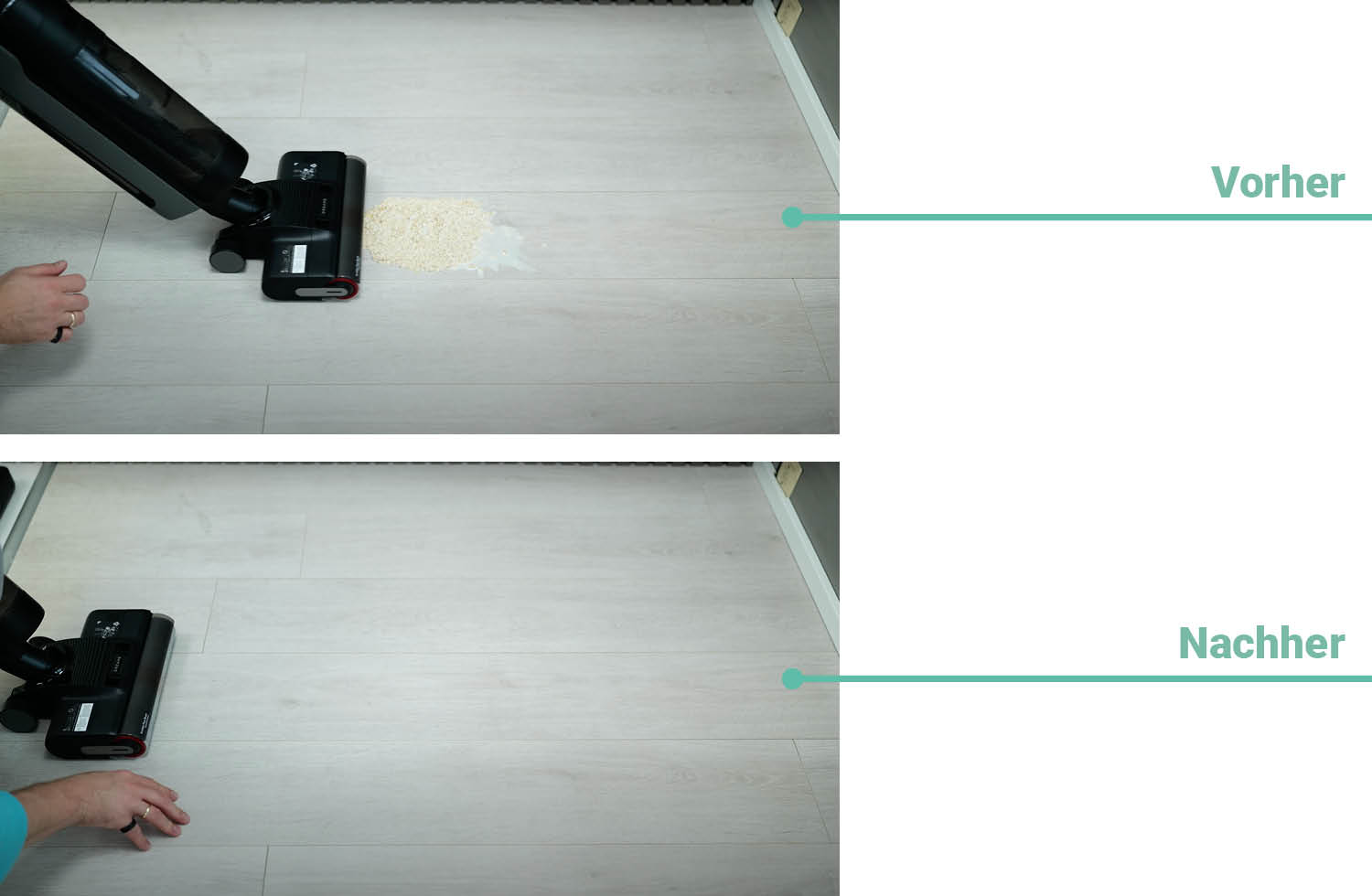 Das Reinigungsergebnis des Dreame H12 Pro Ultra bei dickflüssigen Verschmutzungen
