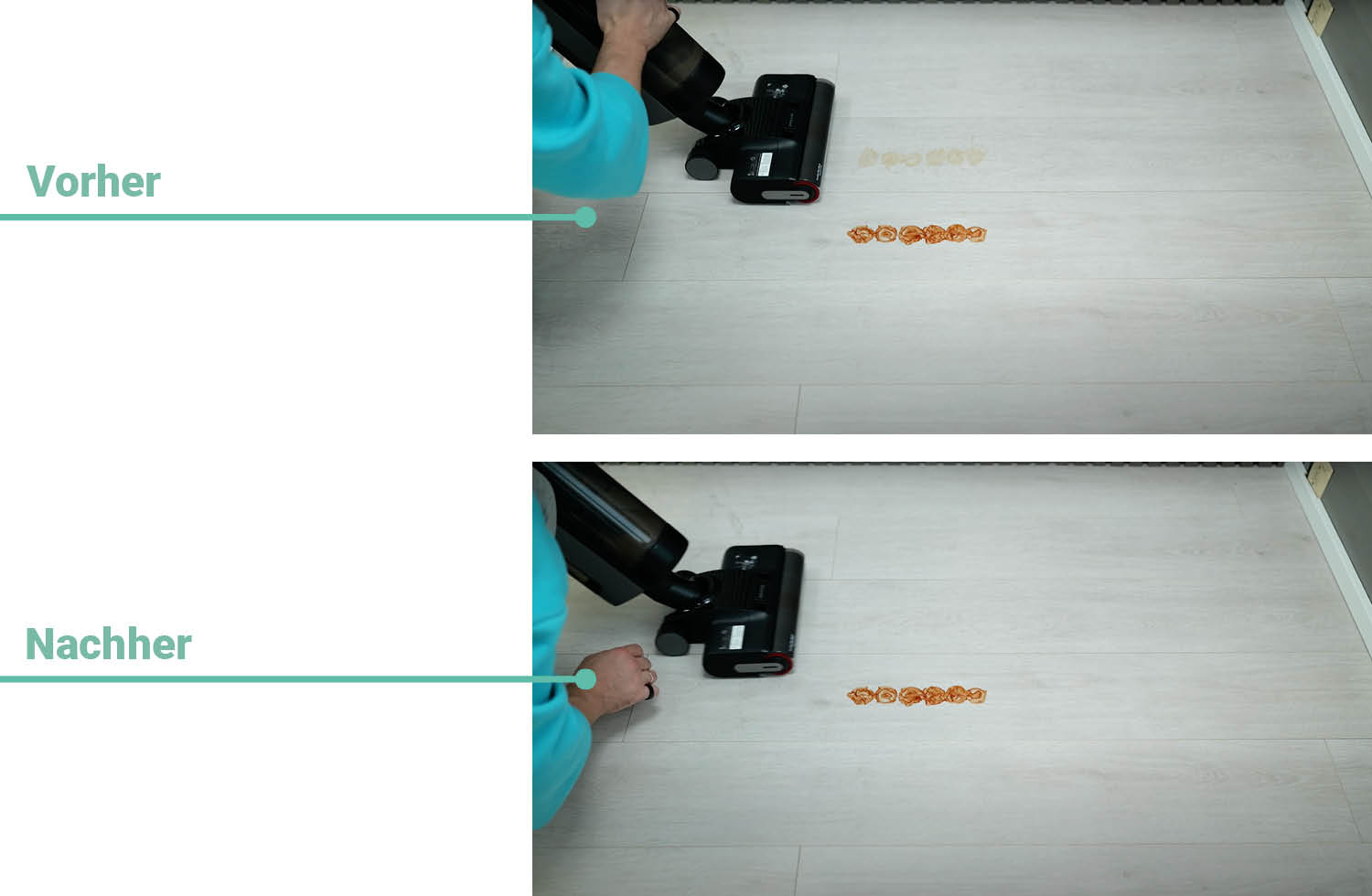 Der Dreame H12 Pro Ultra bei eingetrockneten Kaffee