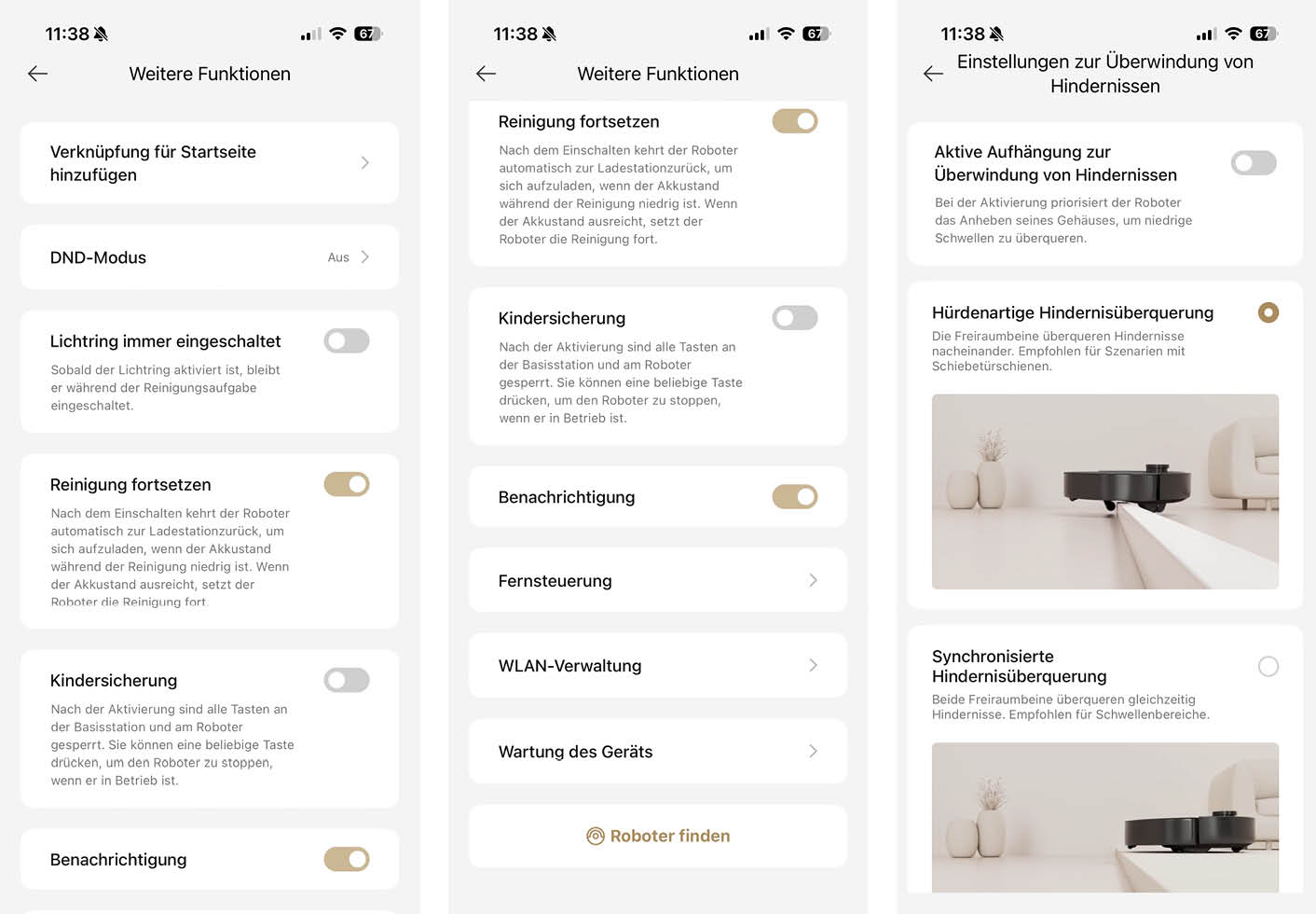 Dreame Aqua10 Ultra Track Complete App Einstellungen