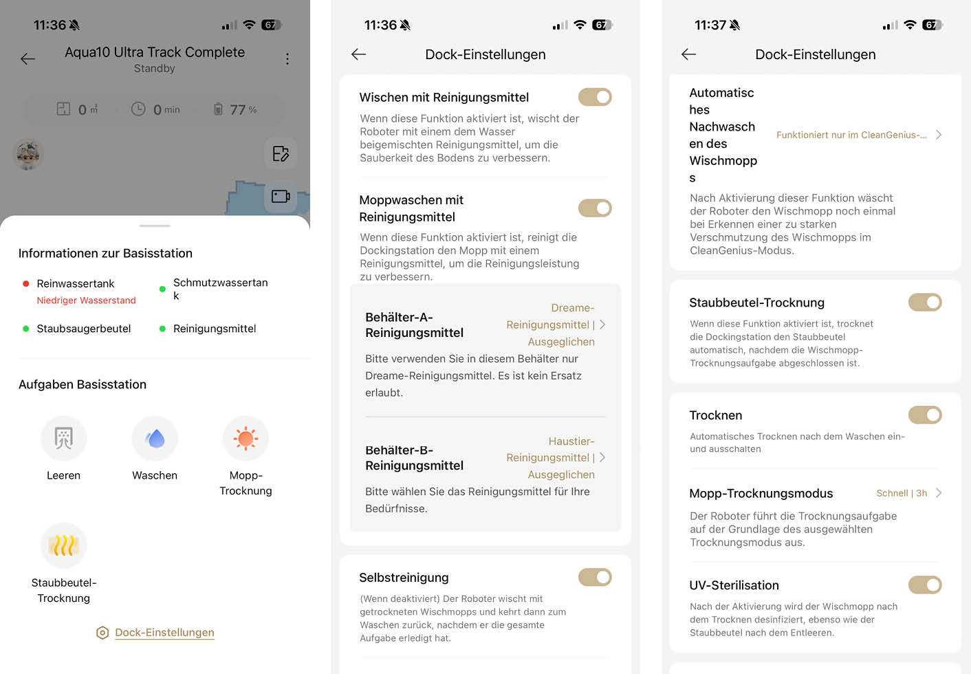 Dreame Aqua10 Ultra Track Complete App Reinigungsstation