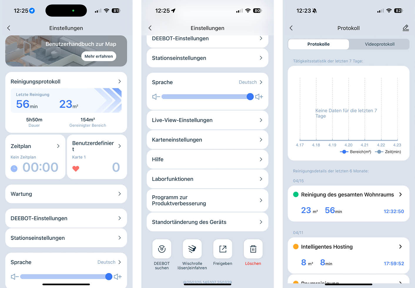 ECOVACS DEEBOT T80 OMNI App Einstellungen