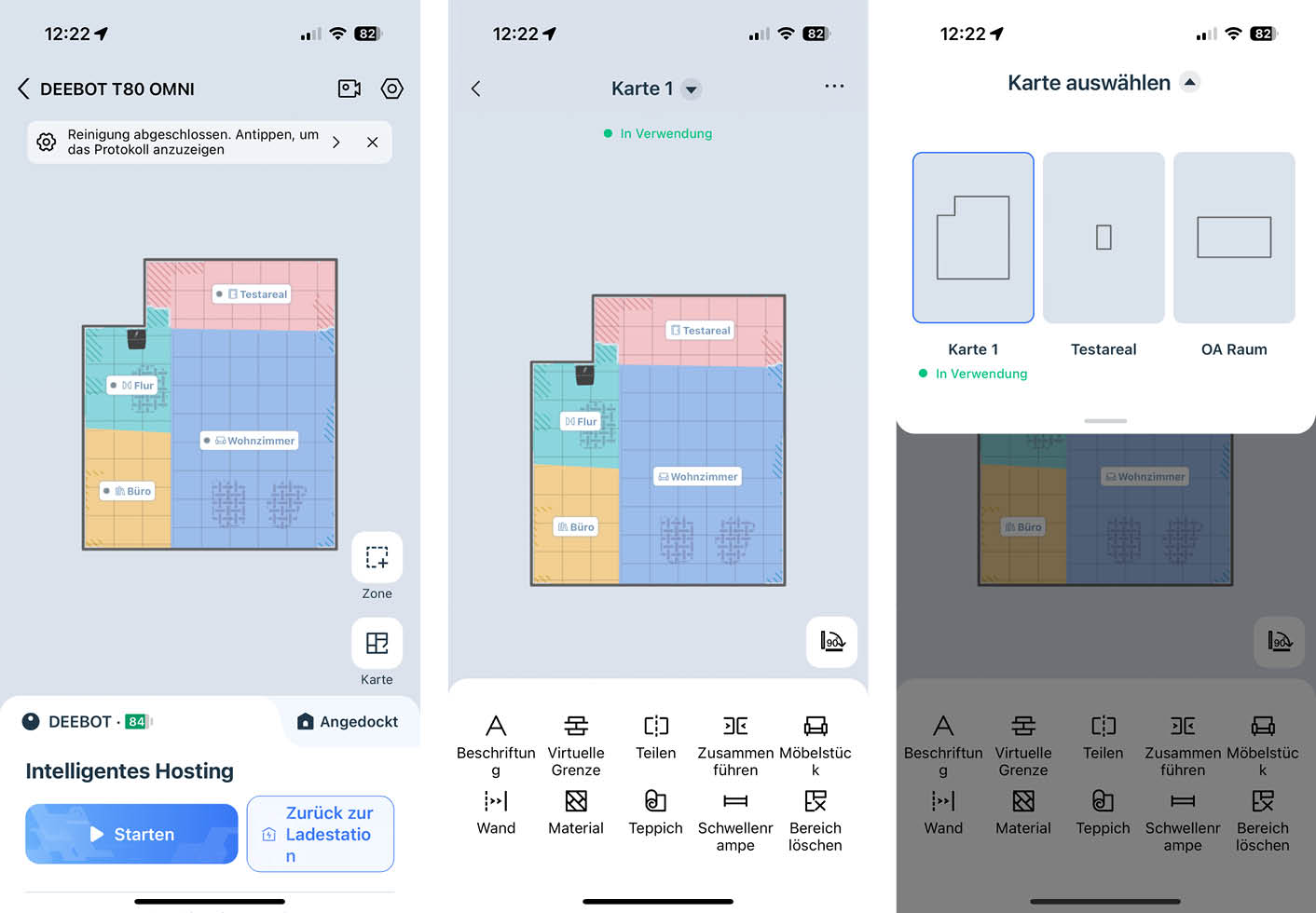 ECOVACS DEEBOT T80 OMNI App Karte