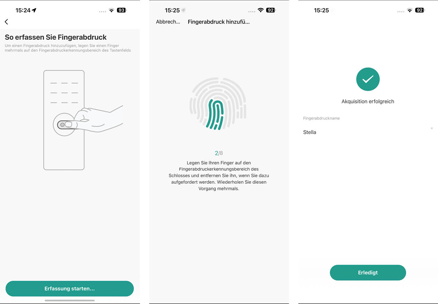 Fingerabdruck hinzufügen