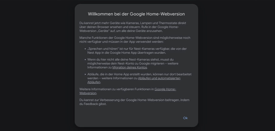 Google Home Web Screenshot