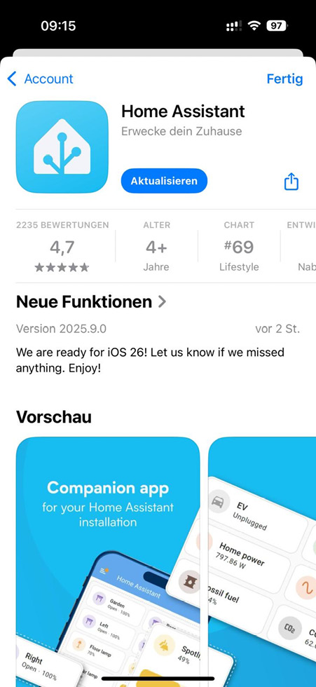 Home Assistant Version 2025.9.0