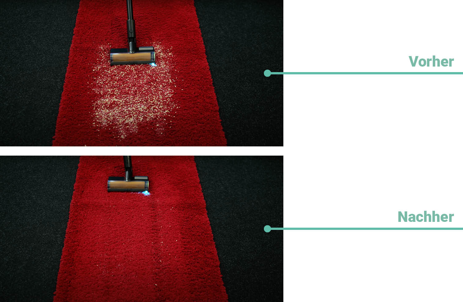 Reinigungsergebnis auf Teppichboden