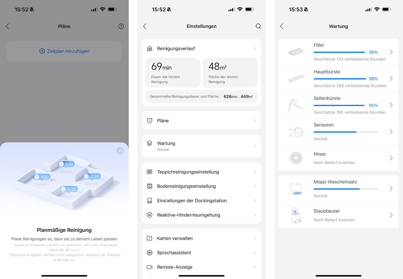 Roborock Qrevo CurvX App Einstellungen
