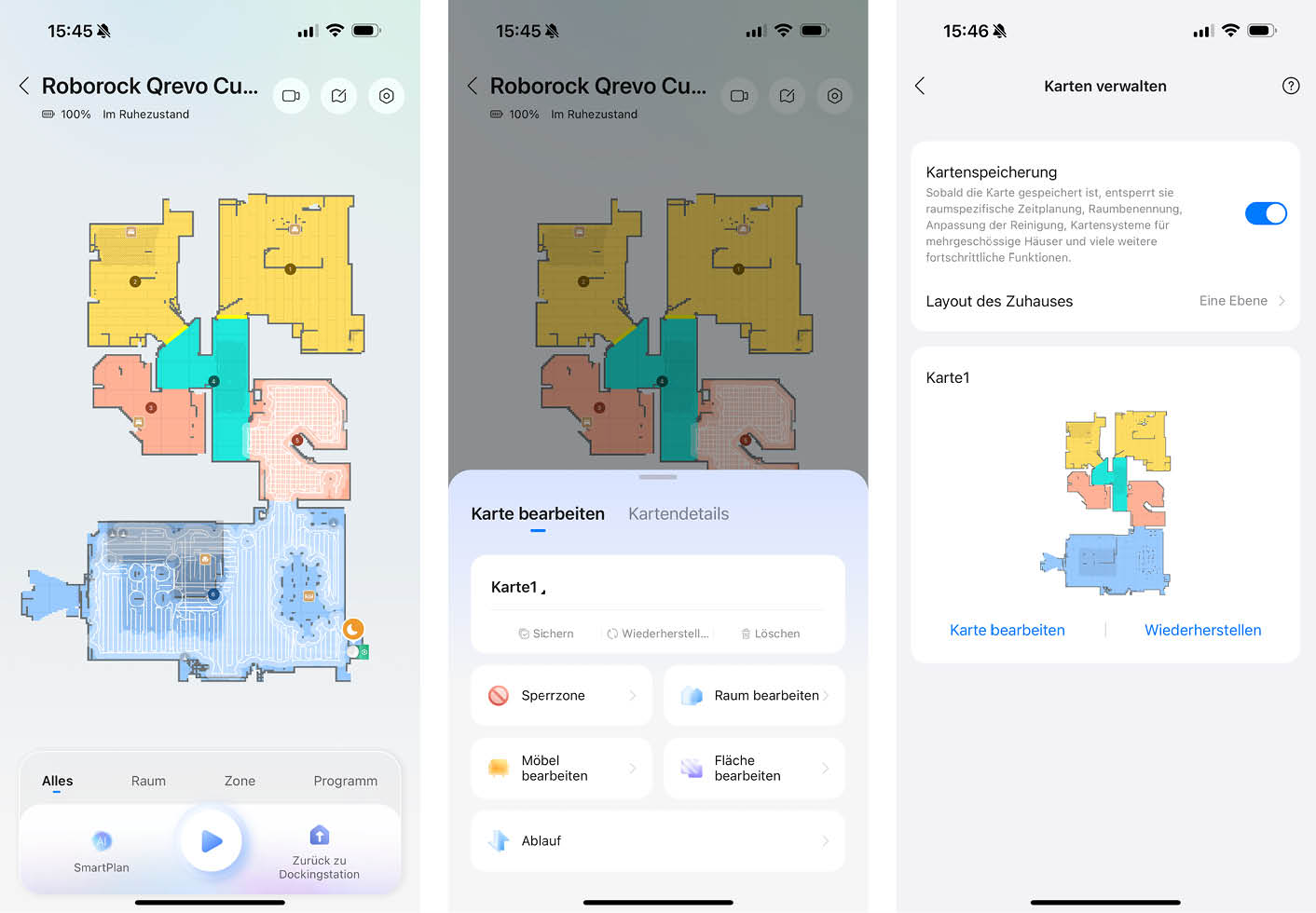 Roborock Qrevo CurvX App Karten
